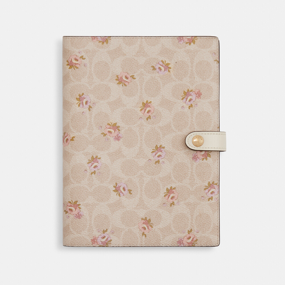 Coach Outlet Notebook In Signature Canvas With Floral Print